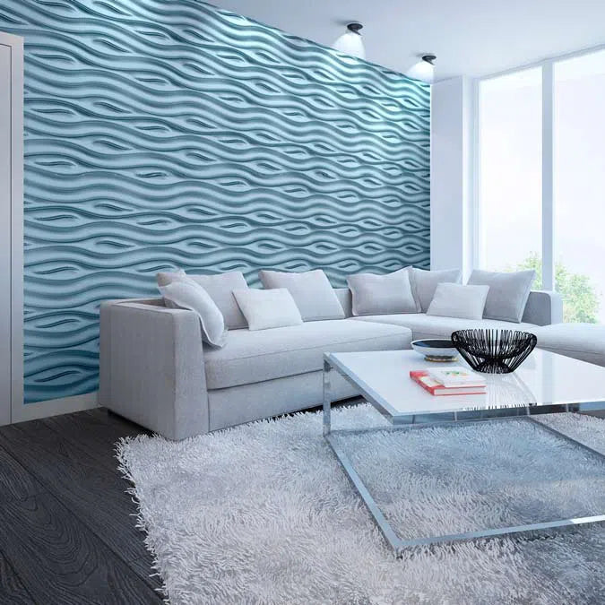 OCEAN 3D Wall Panel Model 01 - 3D Wall Art - Polystyrene Wall Panels in a modern living room | DecorMania UK